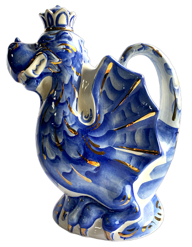 Штоф "Дракон" кобальт с золотом